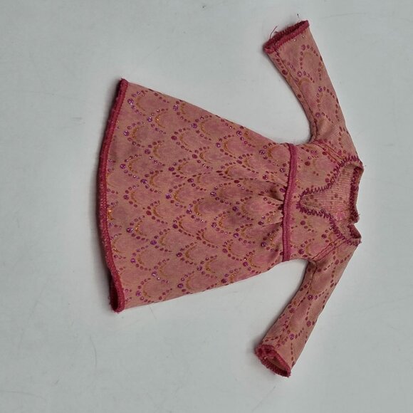 My Scene Barbie Doll Coral Shimmer Dress With Pink Glitter Pattern - Picture 3 of 5